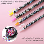 4 Pcs Rhinestone Picker Tool, Self Adhesive Wax Pencil for Rhinestones, Rhinestone Pen Gem Picker Tool with Pencil Sharpener Nail Dotting Tool for DIY Nail Art
