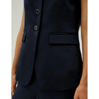Lilysilk Women 100% Silk Blazer Vest Business Boatneck Button Slim Fit Silk Top Coat For Ladies Outwear Work