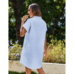 Zeagoo Summer Dresses For Women 2026 Cotton Button Down Short Sleeve Tshirt Dresses Casual Mini Beach Dress