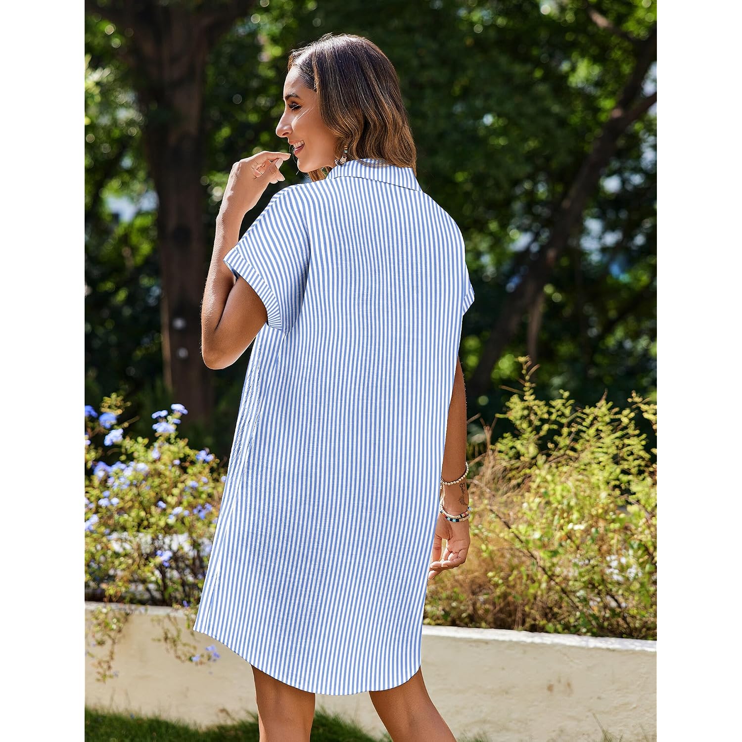 Zeagoo Summer Dresses For Women 2026 Cotton Button Down Short Sleeve Tshirt Dresses Casual Mini Beach Dress