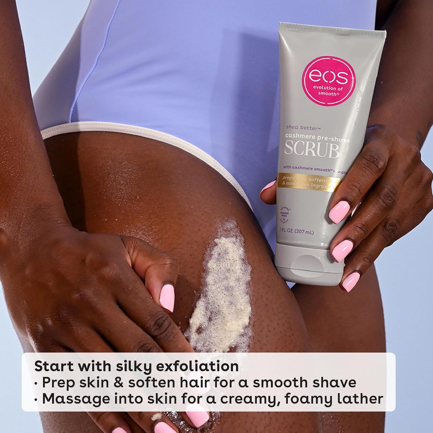 Eos Cashmere Skin Collection Pre-Shave Scrub - Vanilla Cashmere, Exfoliating Body Scrub, Hydrating, Shea Sugar, 7 Fl Oz