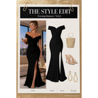 Women Sexy Off Shoulder Prom Evening Gowns Elegant V Neck Short Sleeve Wrap Formal High Split Wedding Guest Dress