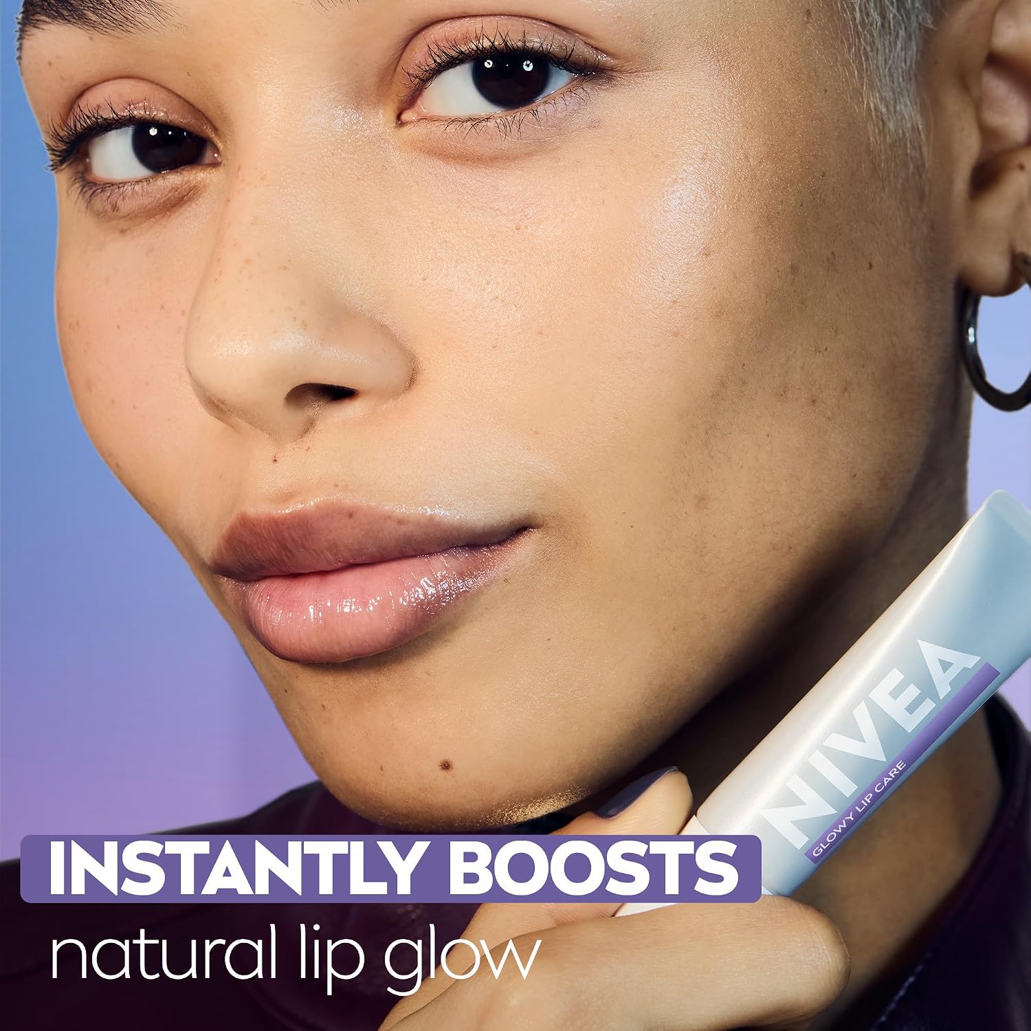Nivea Glowy Lips, Vegan Lip Balm With Hyaluronic Acid, Vitamin E, And Magnolia Extract, Moisturizing Lip Balm Instantly Boosts Natural Lip Glow, 0.35 Fl Oz Tube