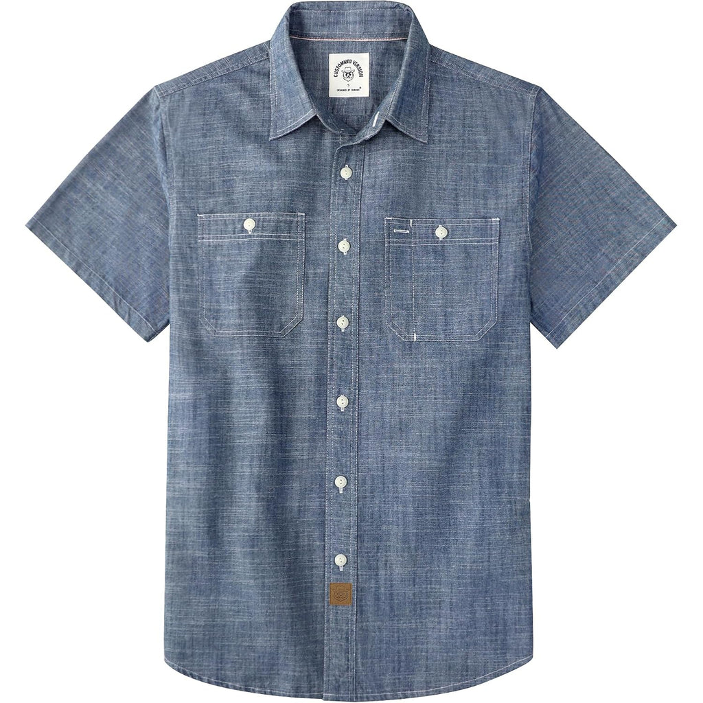 Dubinik® Men'S Short Sleeve Chambray Shirt Regular Fit