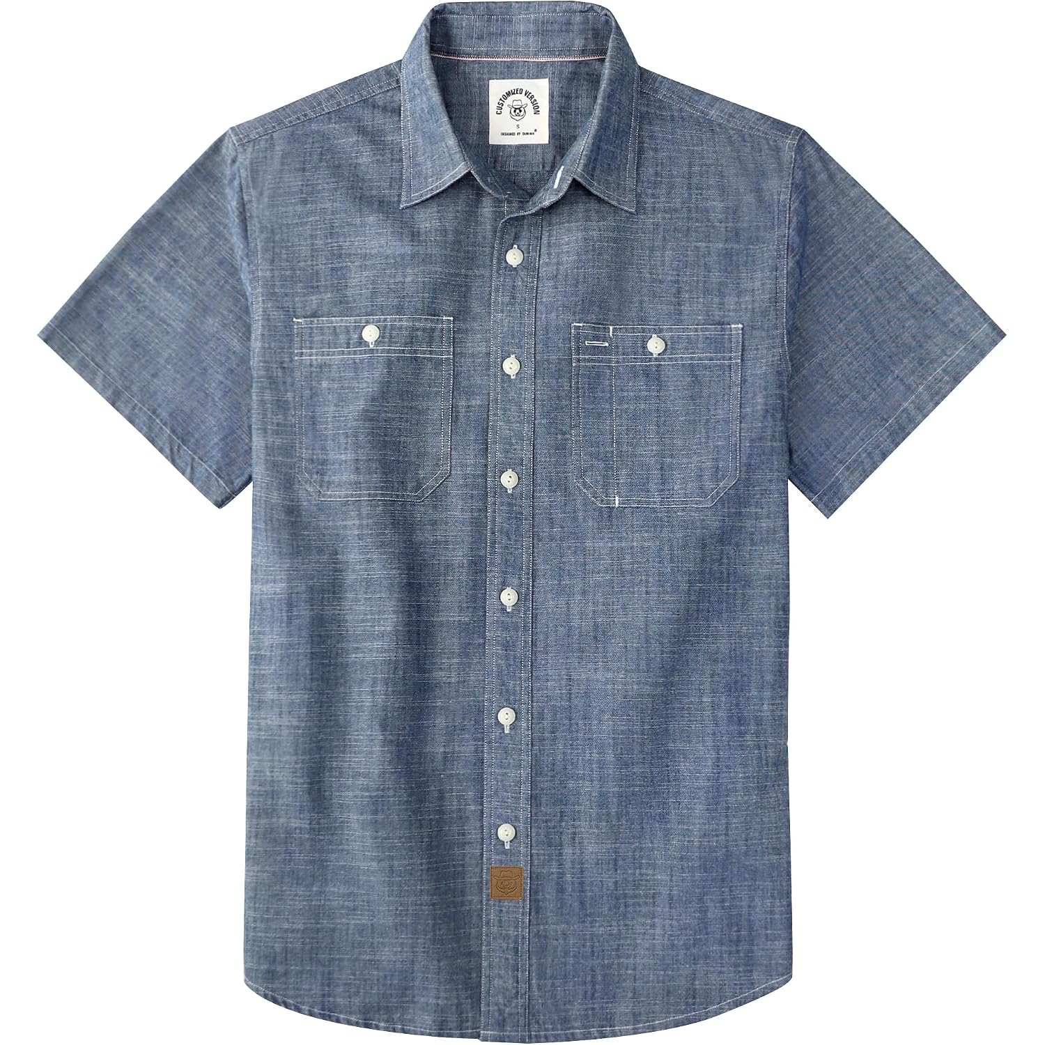 Dubinik® Men'S Short Sleeve Chambray Shirt Regular Fit