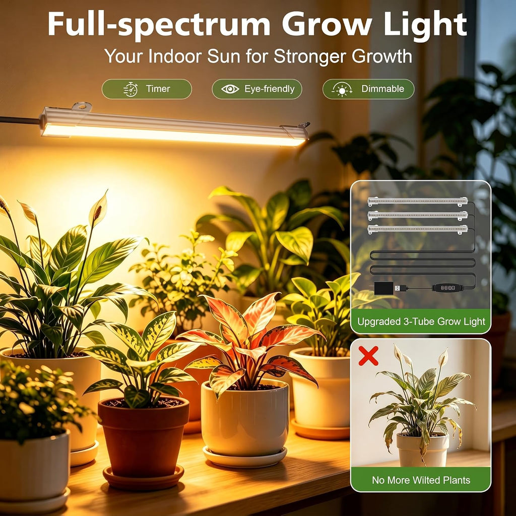 Bacekoll Plant Stand Indoor With Grow Lights, 7 Tiered Indoor Plant Shelf, 49" Corner Plant Stands For Indoor Plants, Metal Plant Flower Display Shelf, Tree-Shaped Plant Rack For Home, Patio, Brown
