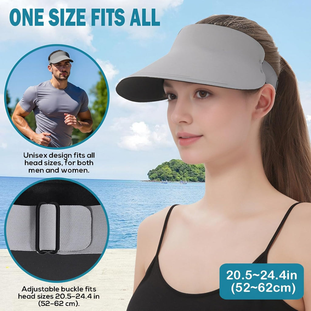 EINSKEY Women's Wide Brim Sun Visor, UPF50+ Seamless Ponytail Hat Packable Quick Dry for Sports Golf Tennis Running Beach