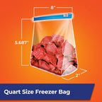 Hefty Slider Quart Freezer Bags, 74 Count, Quart Slider Bags for Freezer, Holds Individual Leftovers, Sliced Fruits and Veggies, and More, Writable Label, Secure Zip and Click Closure