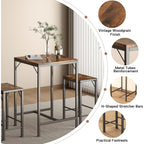 Homeiju Bar Table And Chairs Set, Square Bar Table With 2 Stools, Space-Saving Dining Pub Set For 2, Perfect For Kitchen, Breakfast Nook, Living Room & Small Spaces