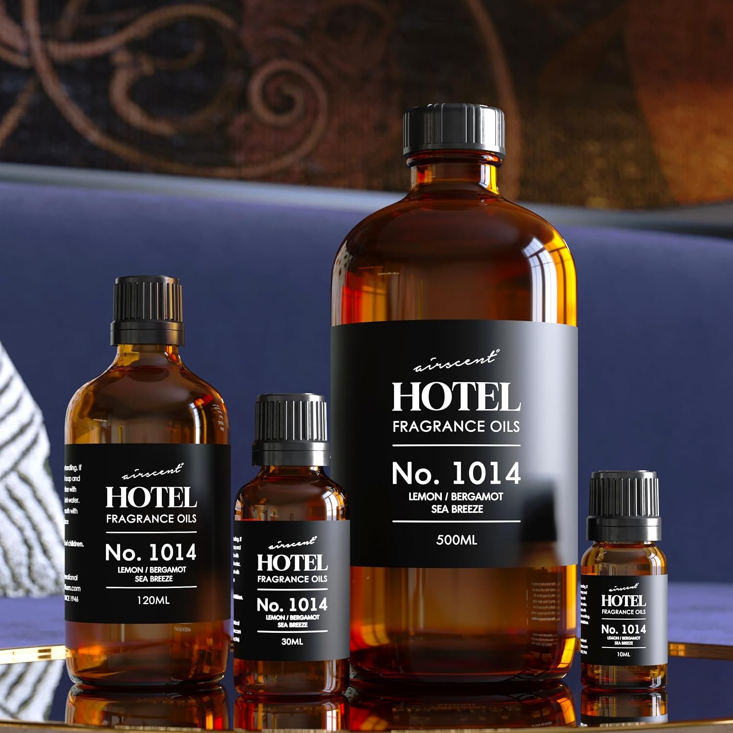 Airscent Hotel Diffuser Oil No. 1014 - Iconic 5-Star Hotel Blend - 120 Ml | Lemon Bergamot Sea Breeze - Coastal Blend - Fragrance Oil For Ultrasonic And Waterless Diffusers And Crafting