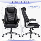 Colamy Executive Office Chair-Ergonomic Computer Desk Chair, High Back Leather Chair With Padded Flip-Up Arms, Swivel Home Office Chair, Black