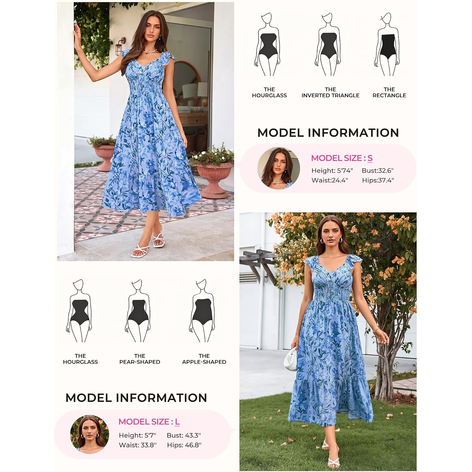 Grace Karin Women'S Summer Floral Maxi Dress 2026 Ruffle Sleeve Smocked Sundress Flowy Wedding Guest Long Dresses With Pocket