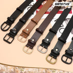SANSTHS Women Leather Belt for Jeans Pants Dresses Black Ladies Waist Belt with Black Buckle