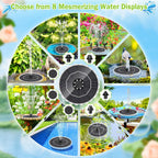 Solar Fountain, 2026 Upgrade 3.5W Solar Bird Bath Fountains With Colorful Ring Led Lights, 2000Mah Battery, 7 Nozzles And 4 Fixers, Solar Water Fountain Pump For Pond, Pool, Patio And Garden