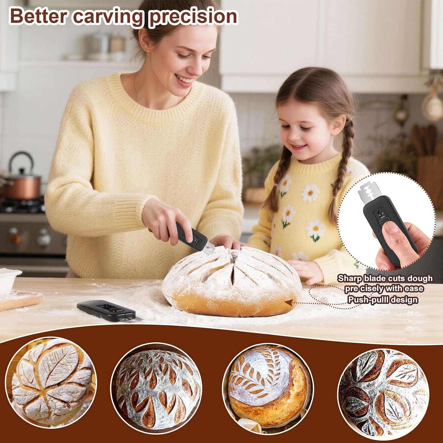 Upgraded Magnetic Bread Lame Cutter, Sourdough Scoring Tool For Artisan Bread Making, Professional Dough Slashing & Bread Cutting Knife With 5 Replaceable Razor Blades
