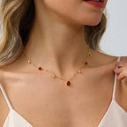 RLMOON Gold Necklaces for Women 14K Gold Plated CZ Diamond Choker Necklace Red Emerald Green Blue Black Teardrop Necklace for Wedding Bridesmaid Prom Trendy Gold Jewelry Gift