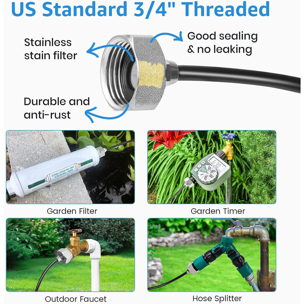 Mixc Misters For Outside Patio, 75Ft (23M) Misting Line+23 Mist Nozzles+3/4" Brass Adapter, Outdoor Misting Cooling System For Patio Backyard Garden Greenhouse Horse Corral
