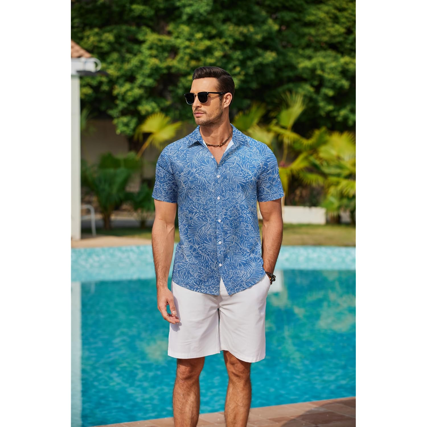 Coofandy Mens Hawaiian Shirts Short Sleeve Button Down Aloha Shirt Casual Beach Clothes