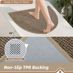 Beqhause Dirt Trapper Door Mat 17" X 30" Half Circle Non Slip Rug, Taupe | Washable Indoor Door Mat, Absorbent Doormats Entrance, Low Profile Welcome Floor Mat For Front Back Door, Small Rugs Entryway
