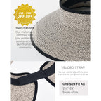 FURTALK Sun Hats for Women Wide Brim Beach Hat Straw Visor Ponytail Summer UV Packable Foldable Beach Vacation Essentials