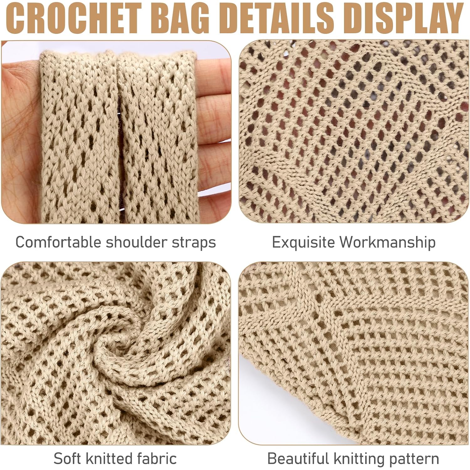 Hatisan Crochet Bag For Women, Handmade Knit Beach Tote Bag Summer