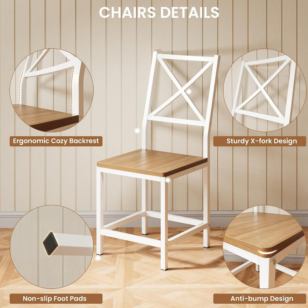 Ironck Round Dining Table Set For 4, Extendable Kitchen Table With 4 Chairs, 44.5" Drop Leaf Desk, Folding For Small Space, Apartment, Natural Wood