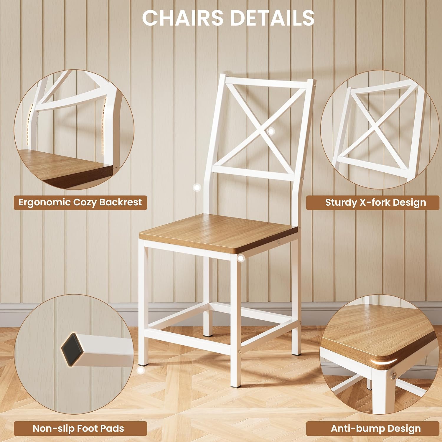 Ironck Round Dining Table Set For 4, Extendable Kitchen Table With 4 Chairs, 44.5" Drop Leaf Desk, Folding For Small Space, Apartment, Natural Wood