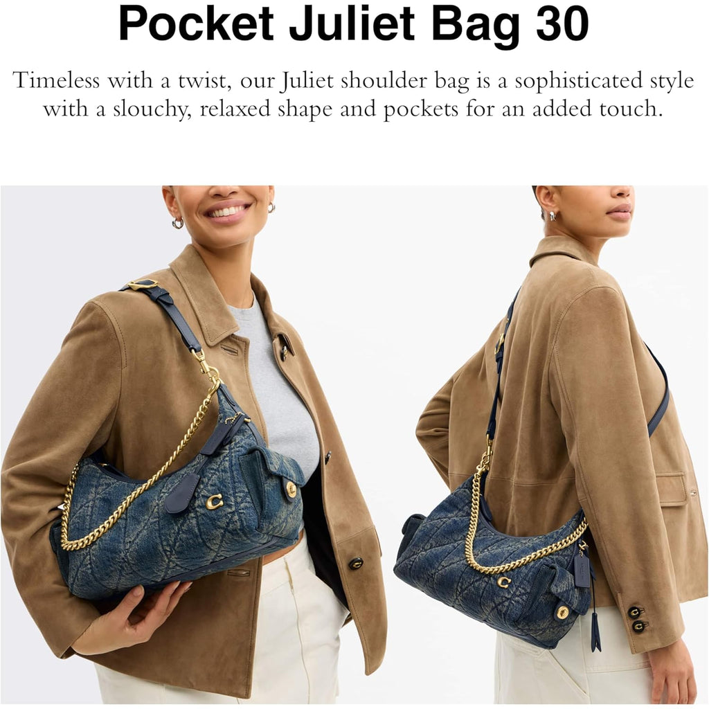 COACH Soft Quilted Leather Pocket Juliet Bag 30