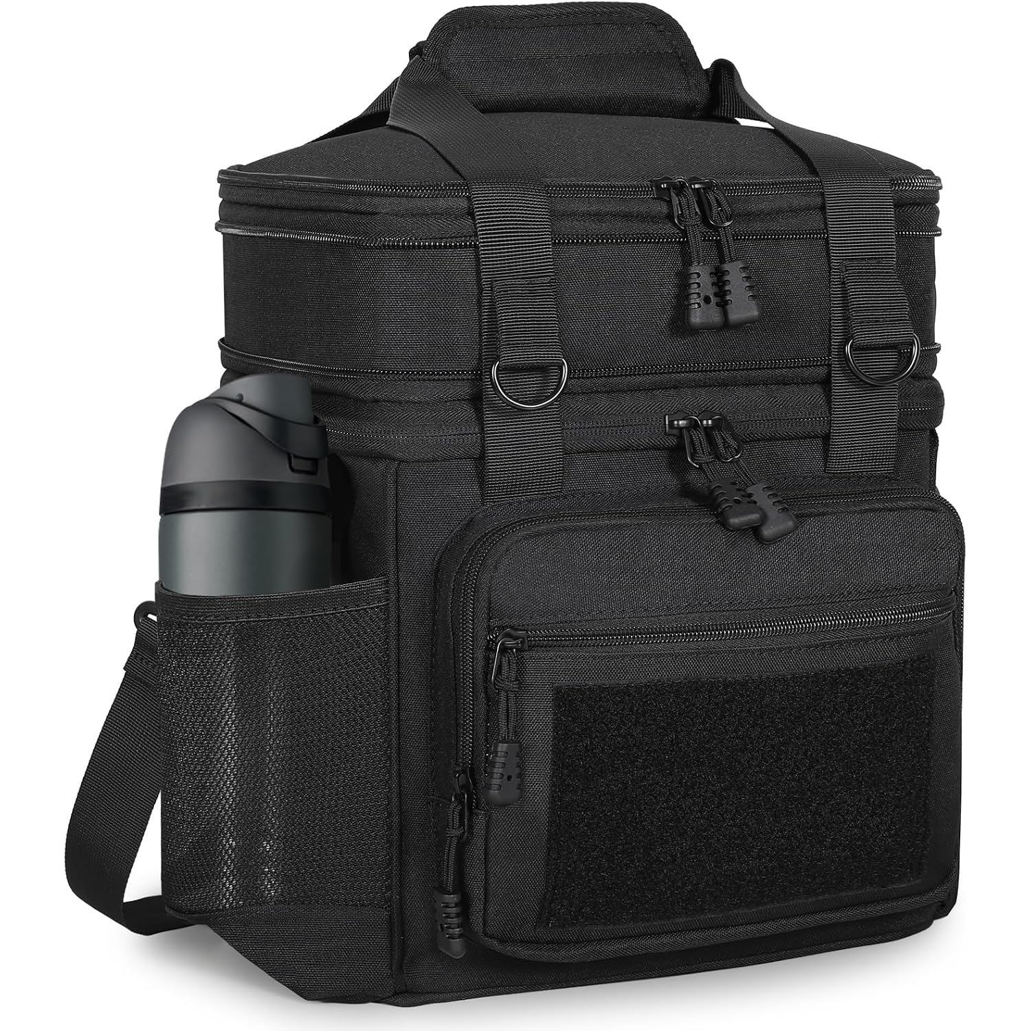 Tactical Lunch Box Cooler Bag - Expandable Insulated Lunch Bag For Men Daily - Large Lunchbox For Adults Work Shifts Outdoor Trips Black 16L