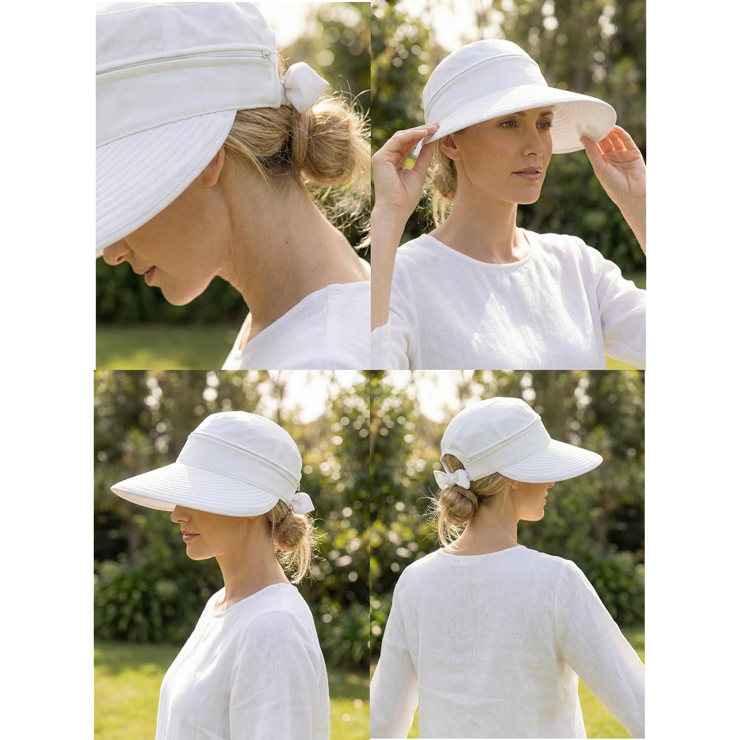2-in-1 Women’s Sun Visor Sun Hat Zipper Off Ponytail Friendly, Lightweight Quick Dry, Summer UV Protection
