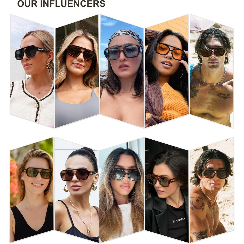 Sojos Trendy Aviator Sunglasses For Womens Mens Polarized,Hexagonal Square Double Bridge Designer Inspired Sun Glasses Sj2288
