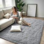 Zentavio Area Rugs for Living Room Grey Rugs for Bedroom 4x6 Carpet Fluffy Furry Soft Shag Aesthetic Plush High Pile Gray Throw Rug for Nursery Kids Room Dorm