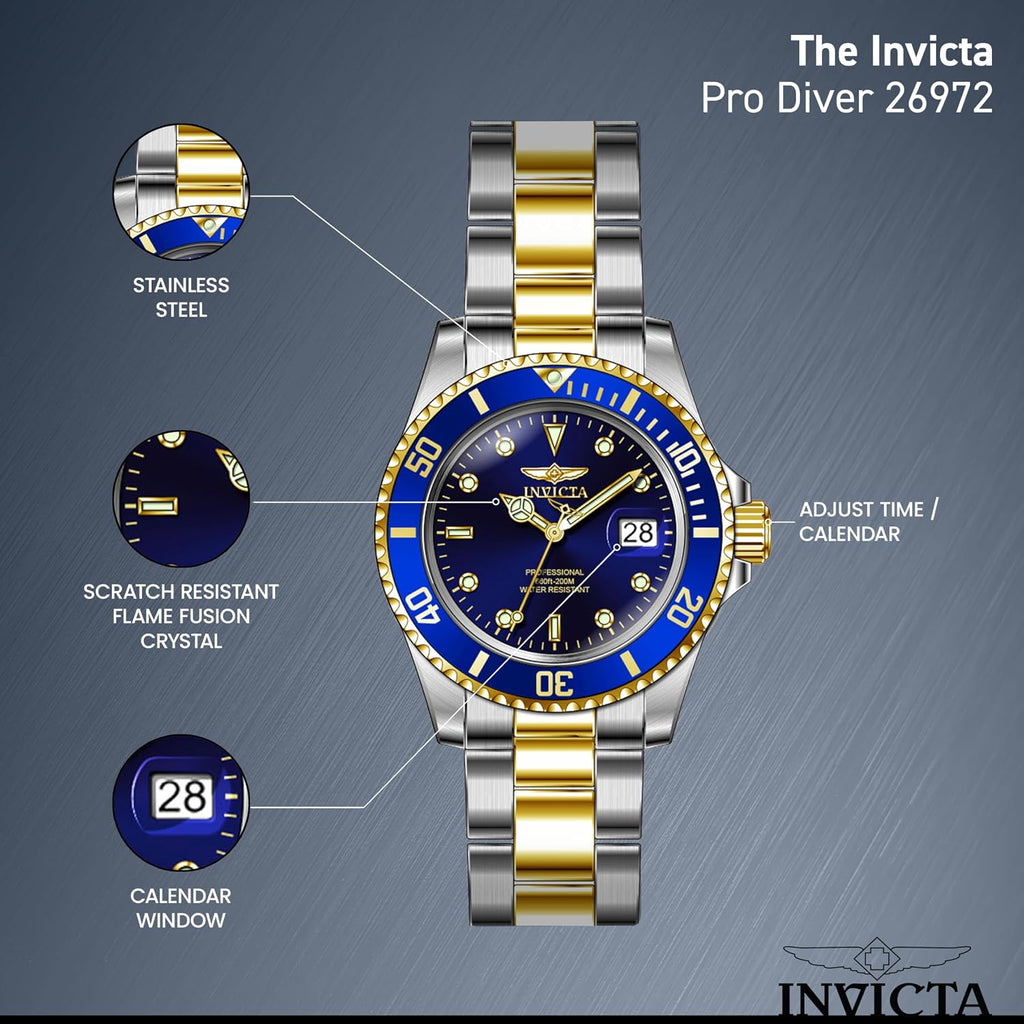 Invicta Men'S Pro Diver Quartz Watch With Stainless Steel Strap