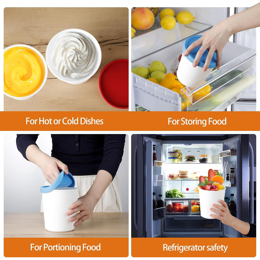 Ice Cream Containers For Homemade (4 Pack - 1 Quart Each), Reusable Pp Plastic Ice Cream Storage Containers For Freezer, Leak-Free Ice Cream Containers With Silicone Lids