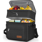 Hotor Lunch Box For Men & Women - Double-Layer Insulated Lunch Bag With Leakproof Liner, Portable Cooler For Work, Travel, Or Picnic, Black, 12L, 11.1" X 9.7" X 6.7"