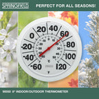 Springfield Indoor Outdoor Big And Bold Dial Thermometer, Wireless Thermometer With Easy To Read Large Numbers For Patio, Pool, And Indoor Areas, 8-Inch, White