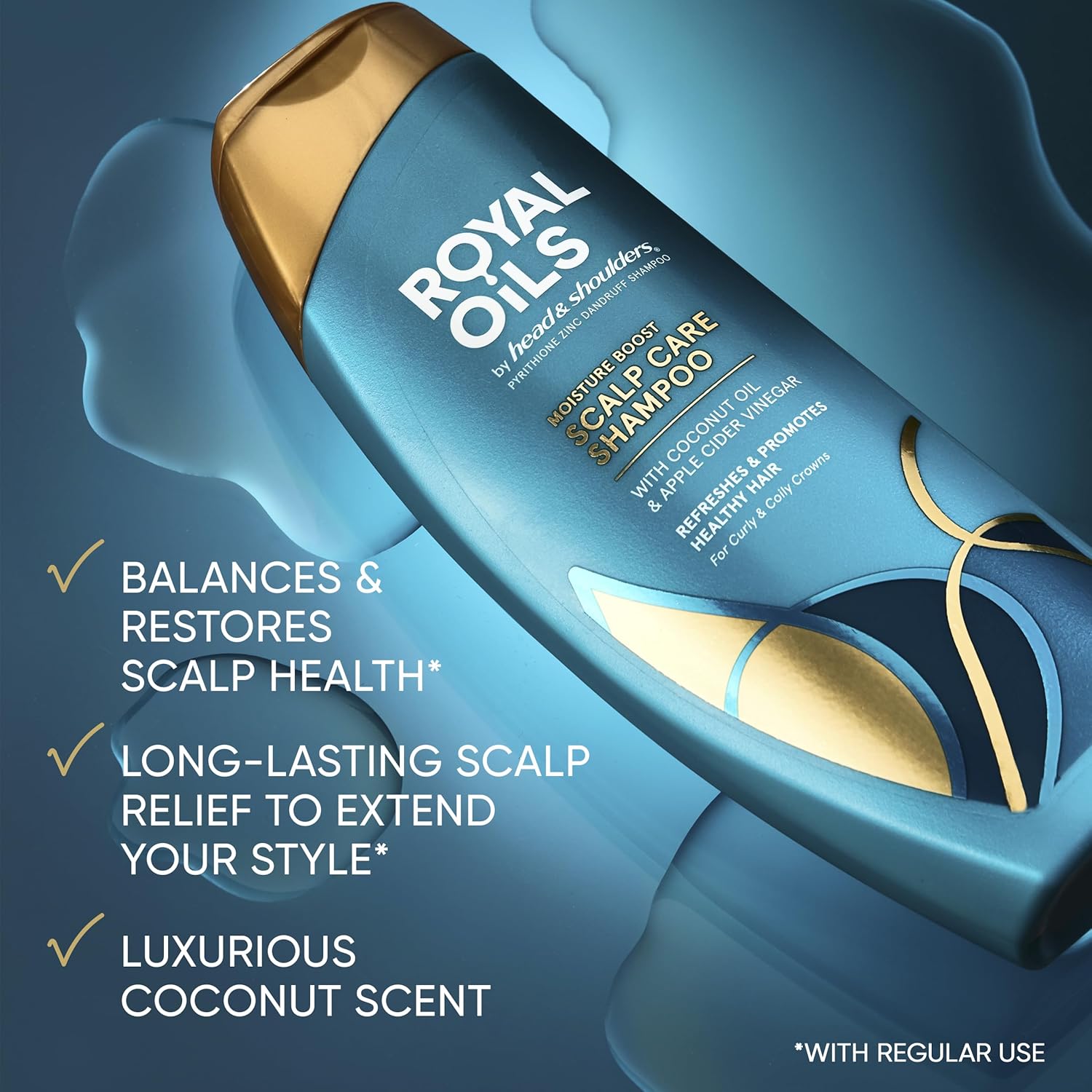 Head & Shoulders Royal Oils Anti-Dandruff Shampoo and Conditioner Twin Pack, 1% Pyrithione Zinc, Curly Hair, Coily Hair, Scalp Relief, Moisture Renewal, 31.4 fl oz Each
