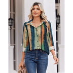 Blouse for Women Dressy Long Sleeve Button Down Shirts Business Casual Outfit Lightweight Solid/Printed Tops