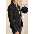 Bellivera Women'S Fleece-Lined Diamond Quilted Puffer Jacket Winter Coat | Stand Collar Casual Padded Outerwear With Soft Thermal Lining, Zipper Front, And Classic Stitched Surface