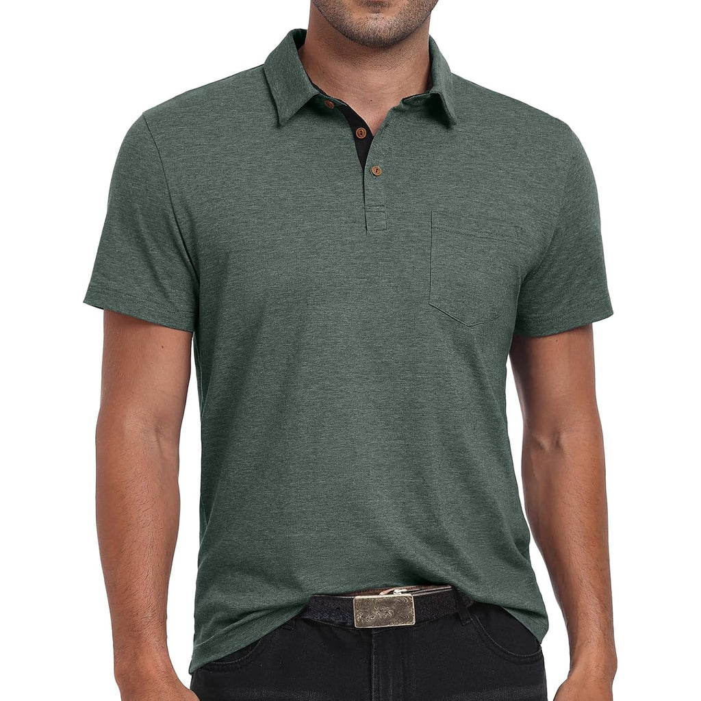 Sailwind Men'S Cotton Polo Shirts Short Sleeve Casual Summer Shirts Classic Collared Golf Shirt With Pocket