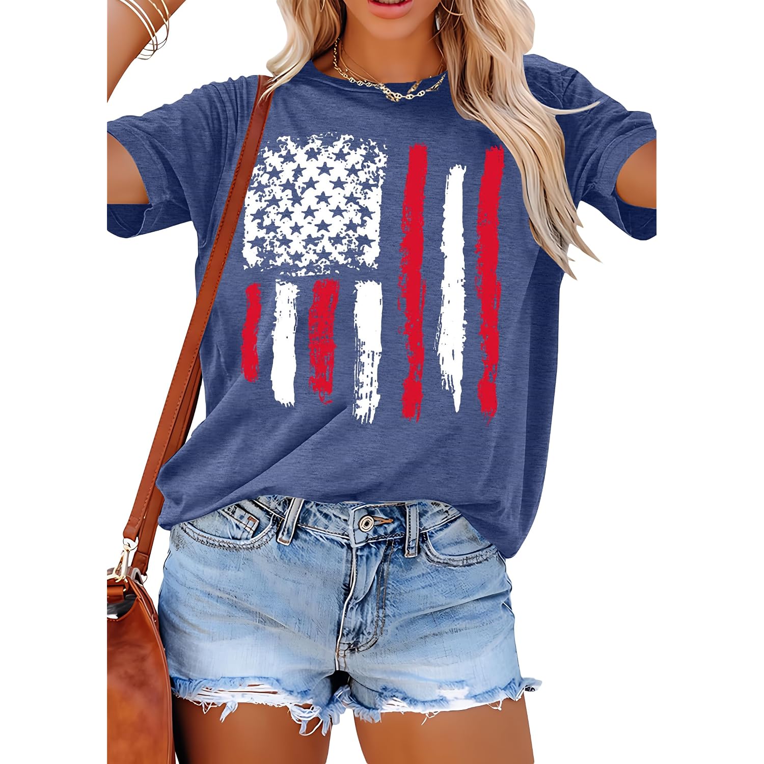 Patriotic Shirts for Women American Flag Shirt 4th of July Tshirt Graphic Tees Casual Short Sleeve Tee Top