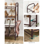 Songmics Stackable Shoe Rack, 4 Tier Metal Shoes Rack Storage Shelf, Holds Up To 16 Pairs Shoes, Adjustable Slanted Shelves Tower Organizer For Closet Entryway Small Spaces, Bronze