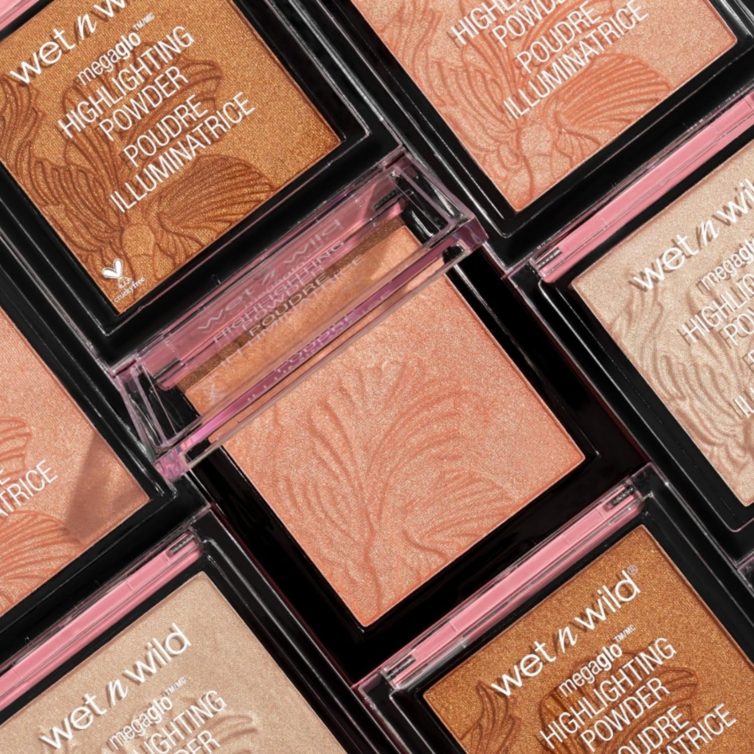 wet n wild MegaGlo Highlighting Powder, Highlighter Makeup, Shimmer Glow, Pink Rose Gold Blossom Glow