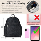 Baggallini Securtex® Anti-Theft Vacation Travel Backpack 10X13 Slash-Resistant Nylon Daypack W/Rfid, Midnight Blossom