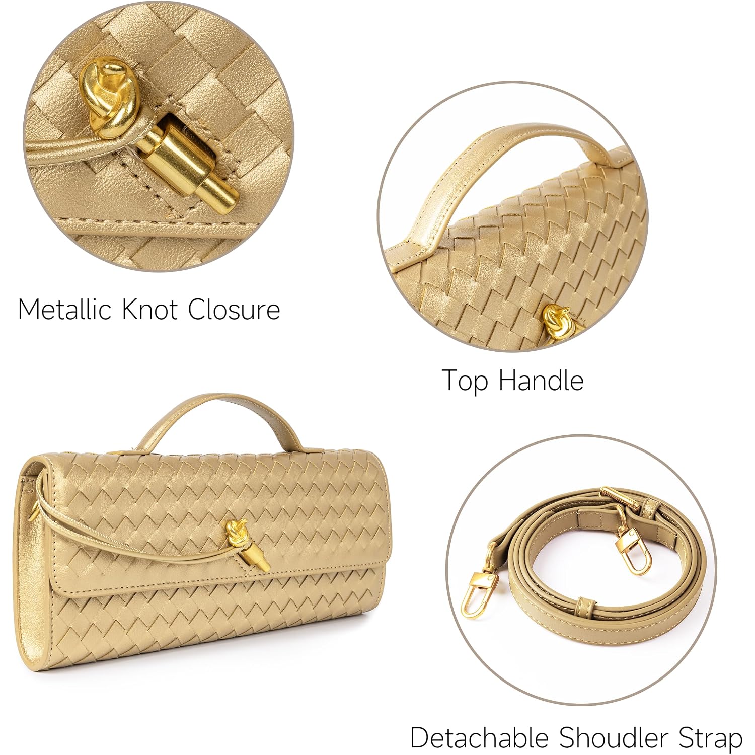 Joryin Woven Purse For Women Evening Clutch Woven Leather Handbags Crossbody Bag Purse Formal Evening Bag, Vegan Leather