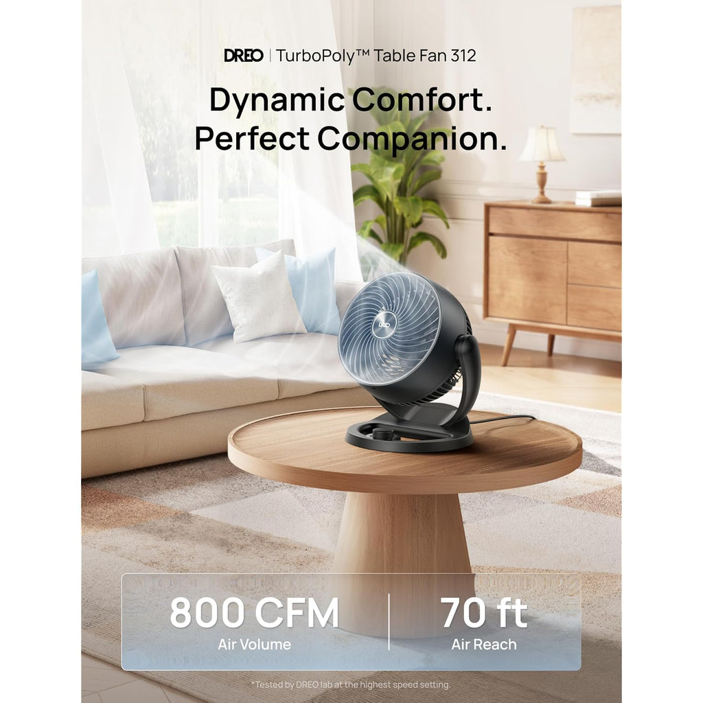 Dreo Fan For Bedroom, 12 Inches, 70Ft Powerful Airflow, 25Db Quiet Table Air Circulator Fans For Whole Room, 120° Adjustable Tilt, 3 Speeds, Desktop Fan For Home, Office, Kitchen