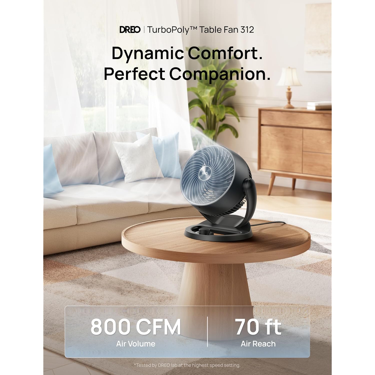Dreo Fan For Bedroom, 12 Inches, 70Ft Powerful Airflow, 25Db Quiet Table Air Circulator Fans For Whole Room, 120° Adjustable Tilt, 3 Speeds, Desktop Fan For Home, Office, Kitchen