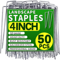 50 Pack Landscape Staples 4 Inch Garden Stakes Galvanized Garden Staples Pins Anti-Rust Ground Stakes For Weed Barrier, Irrigation Tubing, Landscaping Fabric, Yard Lawn