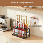 Coffee Syrup Rack Organizer, 2 Tier 10 Bottles Holder Stand For Bar | Coffee Syrup Liquor Bottle Display Shelf Bar Shelf Stand Countertop Rack For Syrup, Wine, Spice