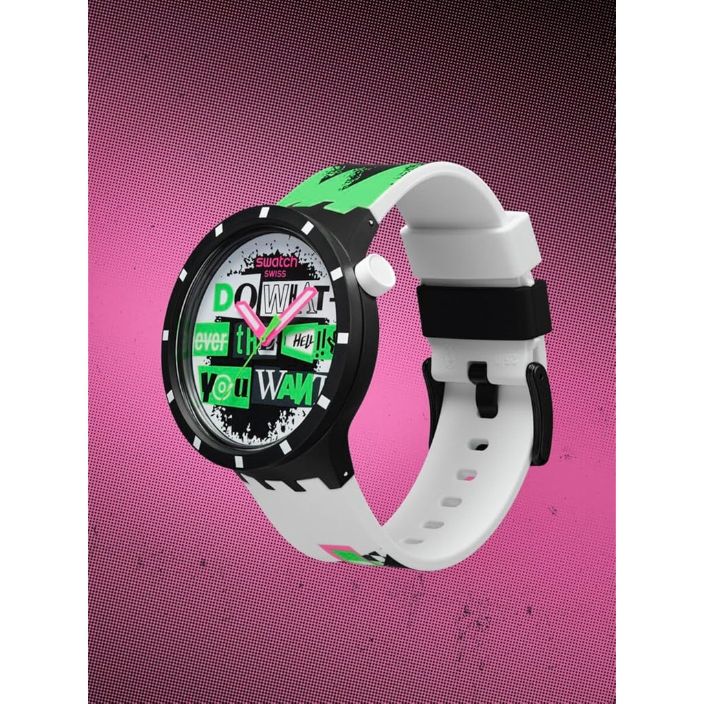 Swatch Big Bold Bioceramic Unisex Watch Casual Polymer Black Automatic Waterproof Lash Out